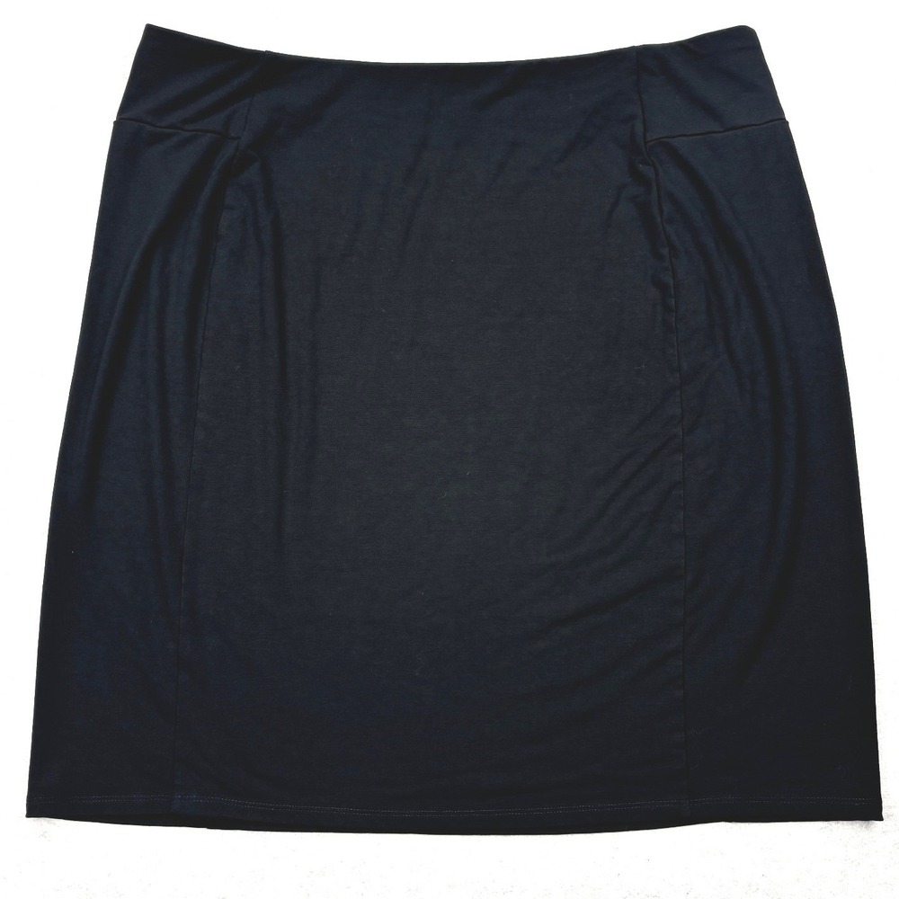 J Jill Wearever Skirt Womens XL Black Rayon Jersey Stretch Pull On Travel Pencil